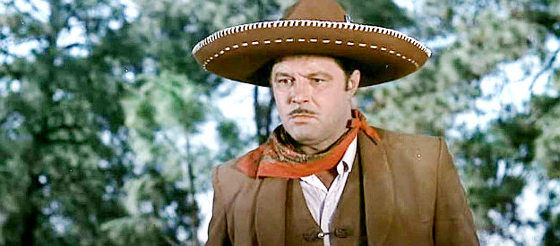 James Craig as Lt. Ezparza, the officer who comes to sympathize with Angelica Chavez in Massacre (1956)