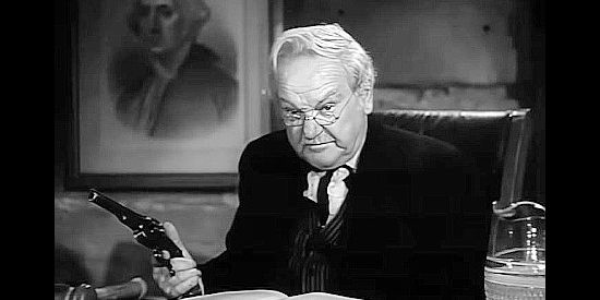 George Cleveland as Judge Gardner, using his six-gun Betsy to make sure folks respect the court in Rimfire (1949)