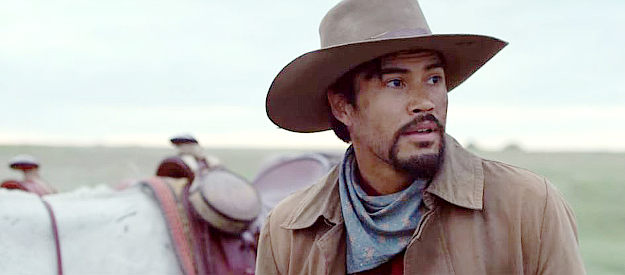 Martin Sensmeier as Montford T. Johnson, a man who goes from one cow to owning a ranching empire in Montford, The Chickasaw Rancher (2021)