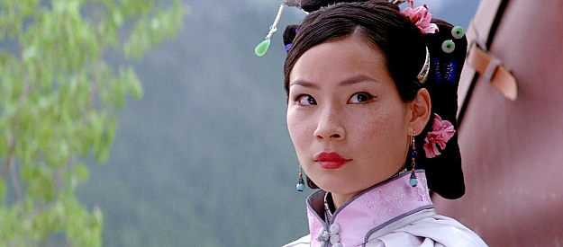 Lucy Liu as Princess Pei-Pei, arriving in Carson City, Nevada, and growing suspicious in Shanghai Noon (2000)