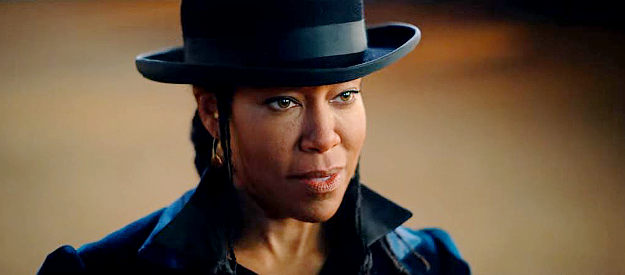 Regina King as Trudy Smith, nicknamed Treacherous for the wicked deeds she does for Rufus Buck in The Harder They Fall (2021)
