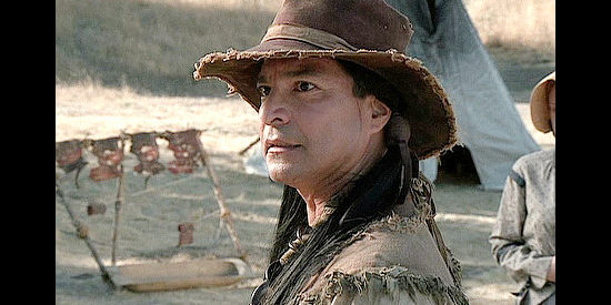 Gil Birmingham as Sharp Claw, Mariam's daughter, scolding the joke-playing young Shoshone men in Love's Long Journey (2005)