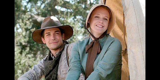 Logan Bartholomew as Willie LaHaye and Erin Cottrell as Missie LaHaye, headed West again in Love's Long Journey (2005)