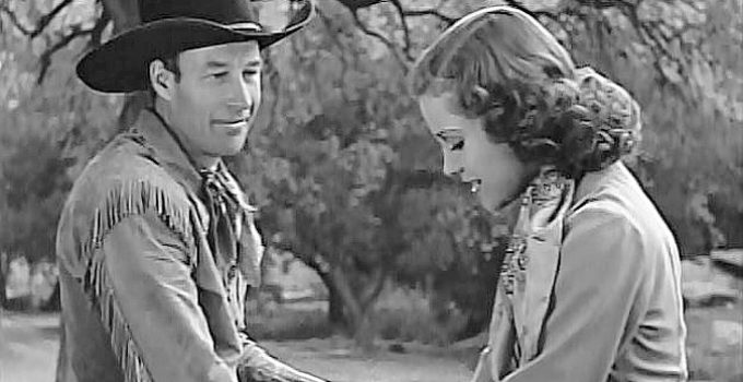Bill Elliott as Wild Bill Boone with Betty Miles as Ellen Brandon in The Return of Daniel Boone (1941)