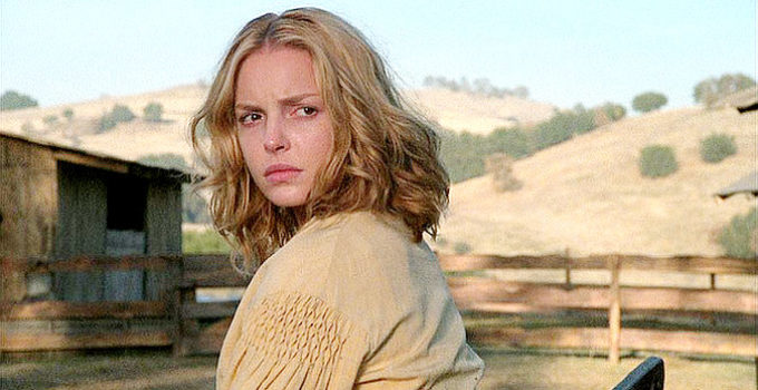 Katherine Heigl as Marty Claridge, reaching her new home in Love Comes Softly (2003)
