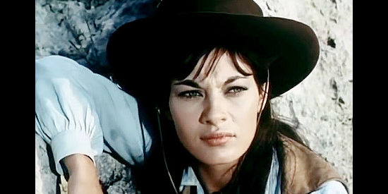 Carole Gray as Nancy Greenwood, searching for answers about Larry McDow and a lost herd of cattle in Duel at Sundown (1965)
