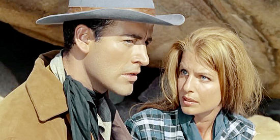 George Martin as Billy Carter and Juny Brunell as Helen Price, debating the wisdom of his quest in Billy the Kid (1964)