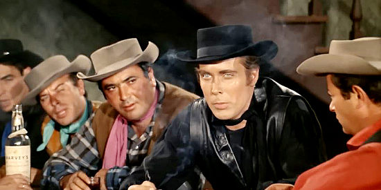 Jack Taylor as Black and his men take a break from their job as John Price's enforcers in Billy the Kid (1964)