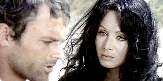 Terence Hill as Marco with Maria Grazia Buccella as Soledad in Trinity Sees Red (1970)