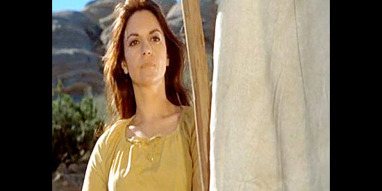 Anna Navarro as Sarah Delao, one of the women traveling to Kansas in Female Artillery (1973)