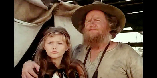 Christiane Gott as Jane and her dad (anyone know who plays that part) watching Fritz leave the settlement in Montana Trap (1976)