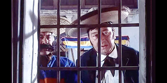 Luigi Visconti (Fanfulla) as Pedro, spying on the three imbeciles he's recruited in The Magnificent Three (1961)