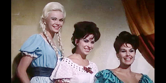 Margaret Rose Keil as Juanita, Anna Ralli as Dolores and Dominique Boschero as Alba, entertained by the three musicians in The Magnificent Three (1961)
