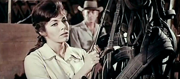 Marianna Koch as Anna-Lisa Schmidt, making a confession to Sheriff Jess Kinley (Mark Stevens) in Sunscorched (1965)