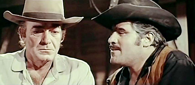 Mark Stevens as Jess Kinley, coming face to face with an old friend turned enemy (Mario Adorf as Abel Dragna) in Sunscorched (1965)