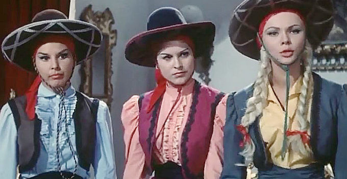 Dominique Boschero as Alba, Anna Ranalli as Dolores and Margaret Rose Keil as Juanita in The Magnificent Three (1961)