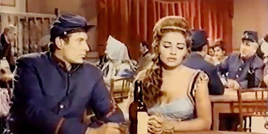 Maria Luz Galicia as Maria Aguilar, pushing John (Paul Piaget) for information regarding her brother in Zorro the Avenger (1962)