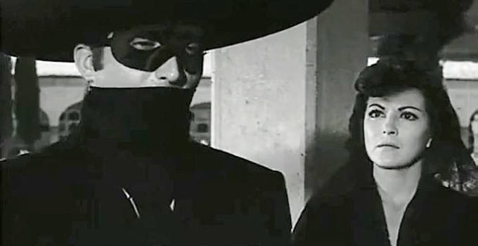 Abel Salazar as The Coyote with Gloria Marin as Leonor de Acevedo in Judgment for Coyote (1956)