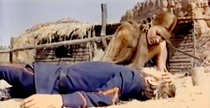 Diana Loyhrs as Juana, fretting over an injured beau in Zorro the Avenger (1962)