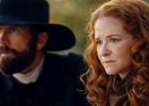 Lucas Black as Jeremiah Jacobs and Sara Drew as Mary Rose Jacobs, scouting the outlaw camp in Birthright Outlaw (2023)