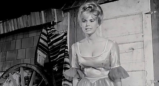 Abigail, upset her singing debut has been interrupted by a shooting in Mark of the Gun (1969)