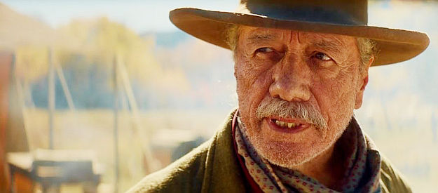 Edward James Olmos as Ossie, a resident of Lil Heaven, wary of the posse that's searching for Chief in Outlaw Posse (2024)