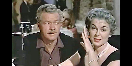 Bill Williams as film cameraman Frank Hanneman with wife Allie (Barbara Hale) a former film star in Slim Carter (1958)