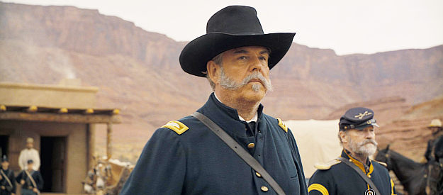 Danny Huston as Col. Albert Houghton, commander of the cavalry barracks nearest the conflict between whites and the Apache in Horizon, An American Saga, Chapter 1 (2024)