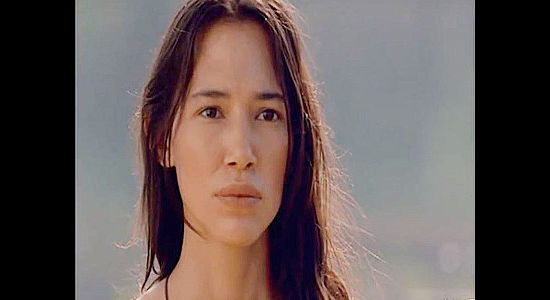 Irene Bedard as Sana, the Tawanka captive who changes Holland's thinking about Indians in Two for Texas (1998)