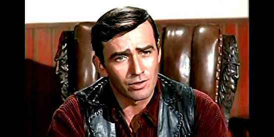 James Drury as The Virginian, giving Trampas orders to head to Mexico to pick up a prized bull in Backtrack! (1969)