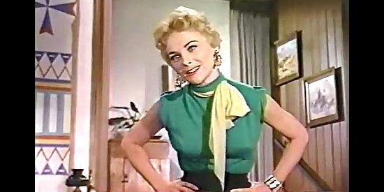 Joanna Moore as Charlene Carroll, sparring with Clover Doyle again in Slim Carter (1957)