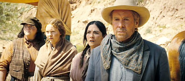 Will Patten as Owen Kittredge, heading west in the wagon train with his three daughters in Horizon, An American Saga, Chapter 1 (2024)