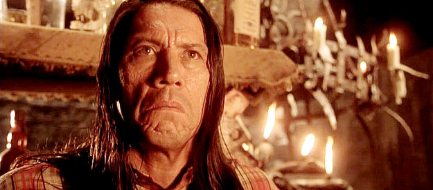 Danny Trejo as Razor Charlie, the innkeeper with a special taste -- for blood -- in From Dusk Till Dawn 3, The Hangman's Daughter (1999)