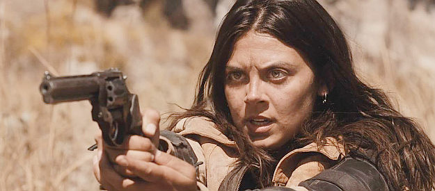 Deena Ingley as Delilah Sorrow, helping Jack out in a showdown with Dollface in Once Upon a Time in the Wasteland (2022)