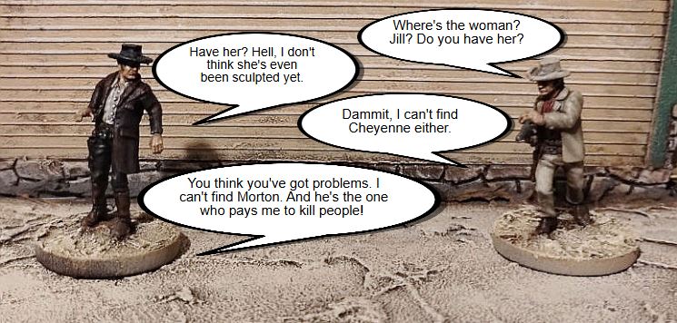 <strong>Hawk (aka Frank) and Harper (aka Harmonica) about to square off from the Gunfighter's Ball Linguine Faction Pack.</strong>