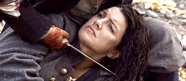 Gina Carano as Hattie McAllister, her life endangered yet again in Terror on the Prairie (2022)