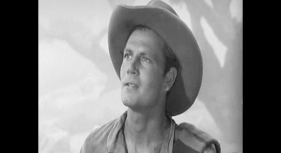 Joel McCrea as Jim Carmichael, expressing dismay at parting with Mary Rutledge after a chance meeting in Barbary Coast (1935)