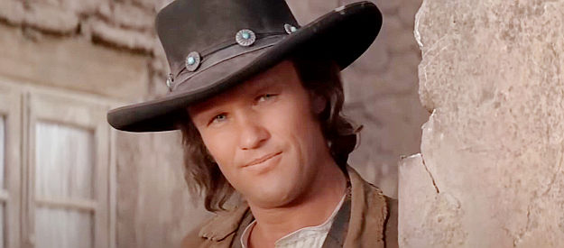 Kris Kristofferson as Billy the Kid, exchanging a glance with Maria in Pat Garrett and BIlly the Kid (1973)