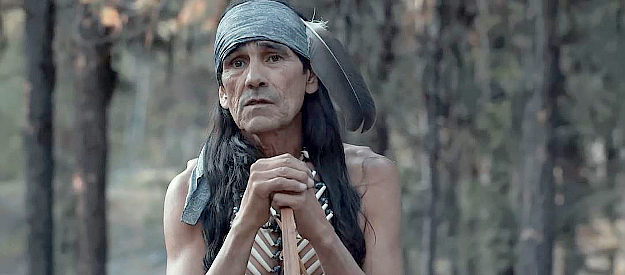 Jocko Hendrickson as Kitchi, protecting a Blackfoot burial ground in Trail of Justice (2020)