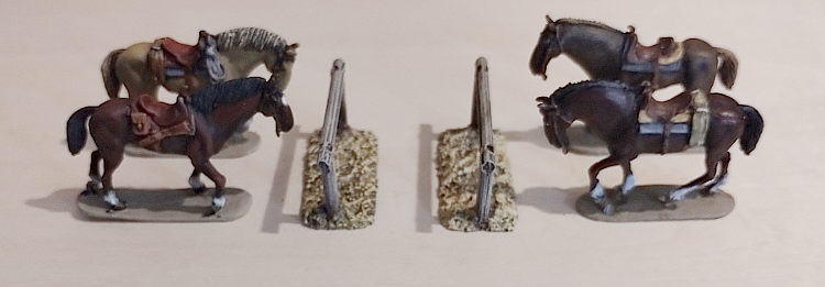Empress Miniatures hitching post and horses