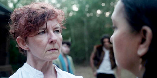 Rhonda Jones as Emma Barnaby, the white woman taken captive by the Shoshone in Morningstar (2024)