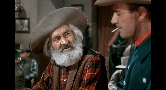 George 'Gabby' Hayes as Juke, embarrassed about having his stagecoach robbed in Albuquerque (1948)