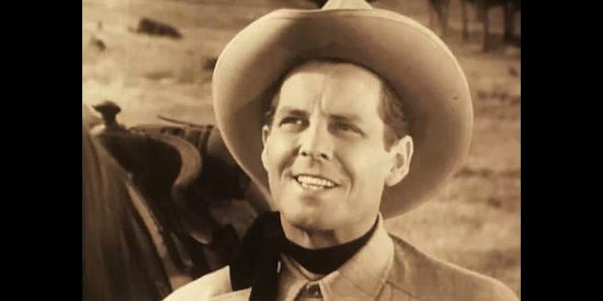 James Ellison as Duke Barnum, the newcomer in these here parts, meeting Jane Cooper in Last of the Wild Horses (1948)