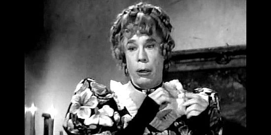 Joe E. Brown as Henrietta Oglethorpe, frightened by a mouse in Shut My Big Mouth (1942)