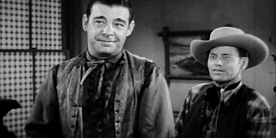 Lon Chaney Jr. as Chango (left) and Blackie, two of Ballard's hired guns in Frontier Badmen (1943)