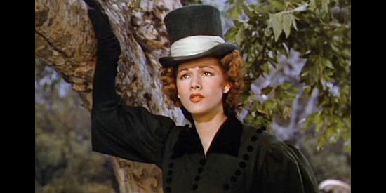 Maria Montez as Marguerita Novarro, revaling her true feelings to Capt. Phillip Kent in Pirates of Monterey (1947)