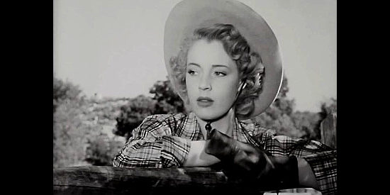 Mary Beth Hughes as Judy Marlowe, jealous over the attention Dobe Williams is paying her sister in The Return of Wildfire (1948)