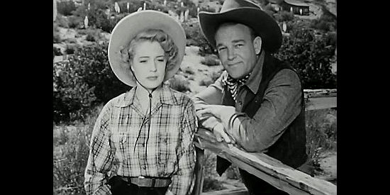 Mary Beth Hughes as Judy Marlowe with Frank Keller (James Millican), the other man she has a habit of kissing in The Return of WIldfire (1948)