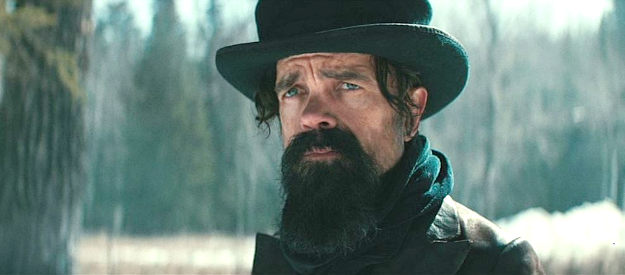 Peter Dinklage as Reginald Jones, enticed to pursue Cut Throat Bill for a bounty and a promise of 700 acres in The Thicket (2024)