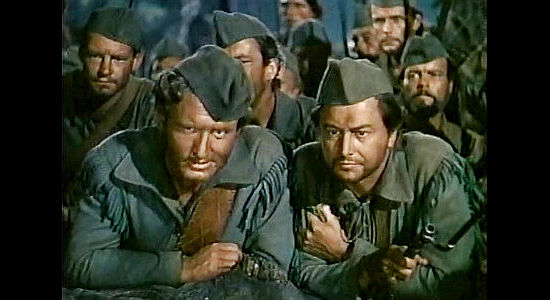 Spencer Tracy as Maj. Robert Rogers and Robert Young as Langdon Towne, waiting for the attack to begin in Northwest Passage (1940)